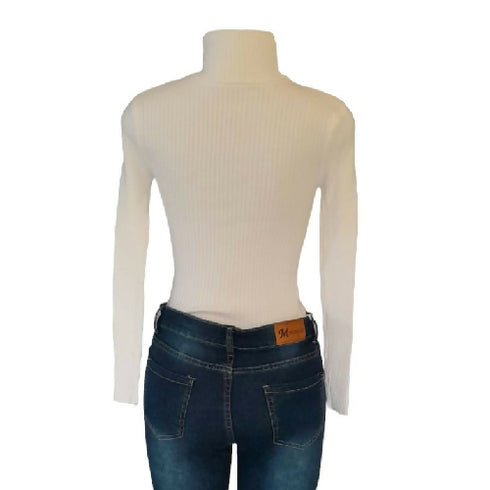 Ladies Long Sleeve Polo Neck-Large